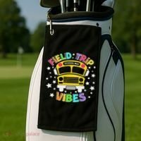 Field Trip Vibes Field Day School Bus Yellow Teacher Student Golf Towel thumb 2
