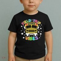 Field Trip Vibes Field Day School Bus Yellow Teacher Student Toddler T-Shirt thumb 2