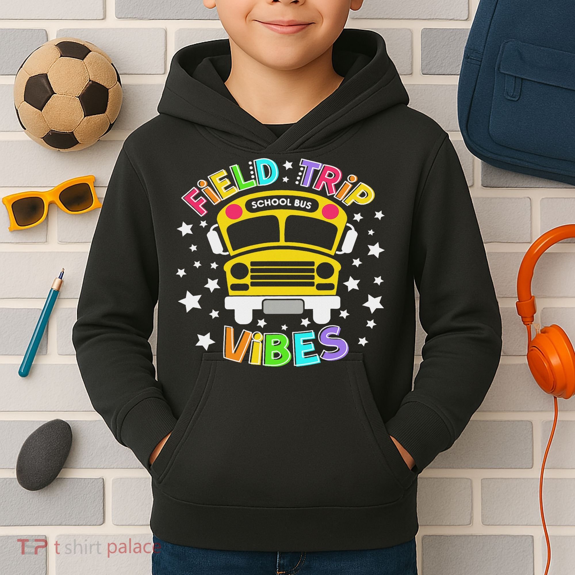 Field Trip Vibes Field Day School Bus Yellow Teacher Student Kids Hoodie