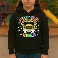 Field Trip Vibes Field Day School Bus Yellow Teacher Student Kids Hoodie thumb 3