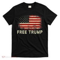 Free Trump Vintage Republican Pro Trump American Flag T-Shirt thumb 0