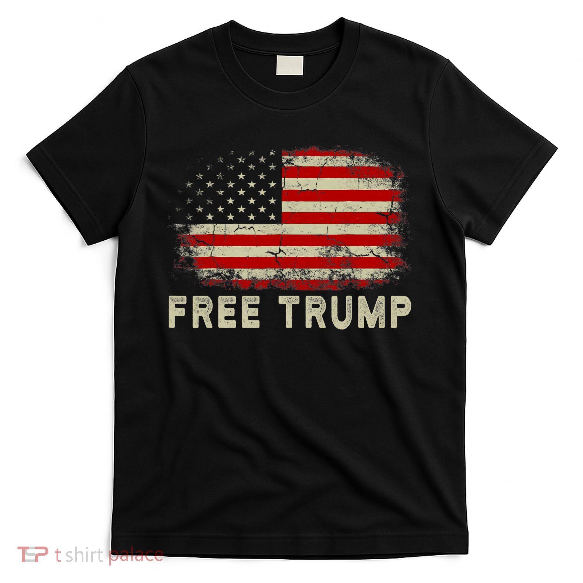Free Trump Vintage Republican Pro Trump American Flag T-Shirt
