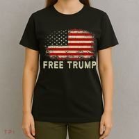 Free Trump Vintage Republican Pro Trump American Flag T-Shirt thumb 4