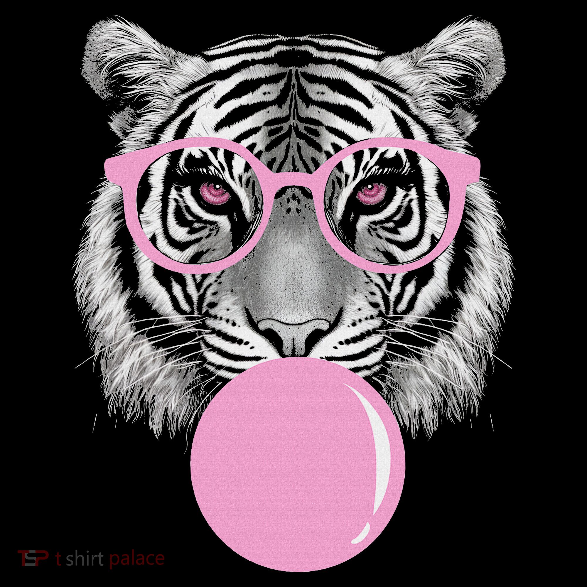 Funny Tiger Wearing Glasses And Blowing Stripe Pom Pom Beanie
