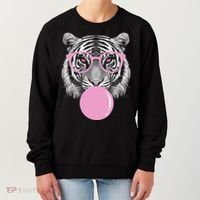 Funny Tiger Wearing Glasses And Blowing Women's Sweatshirt thumb 0