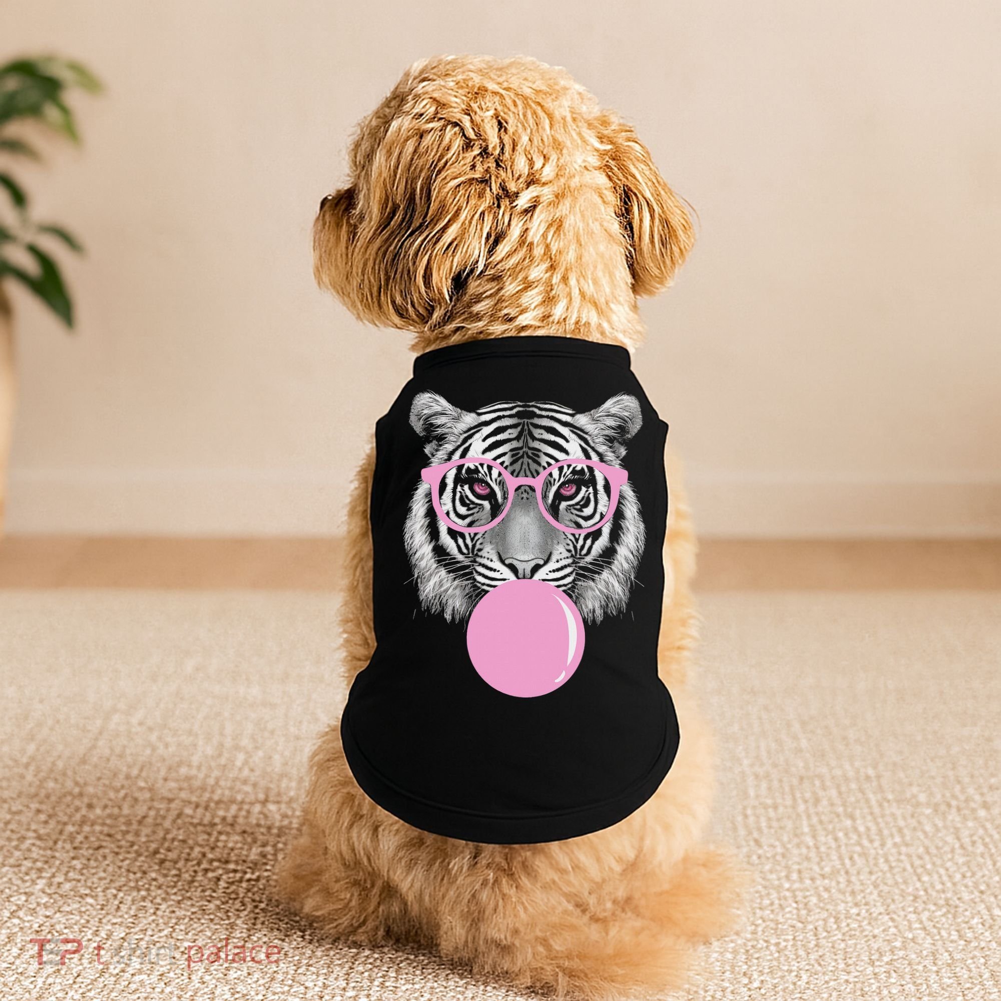Funny Tiger Wearing Glasses And Blowing Doggie Tank
