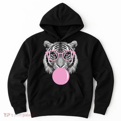 Funny Tiger Wearing Glasses And Blowing Hoodie