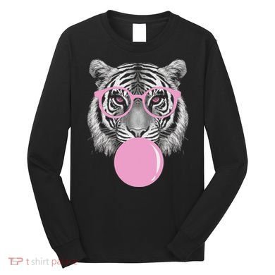 Funny Tiger Wearing Glasses And Blowing Long Sleeve Shirt