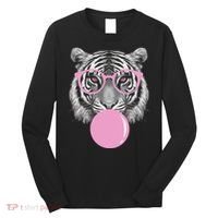 Funny Tiger Wearing Glasses And Blowing Long Sleeve Shirt thumb 0