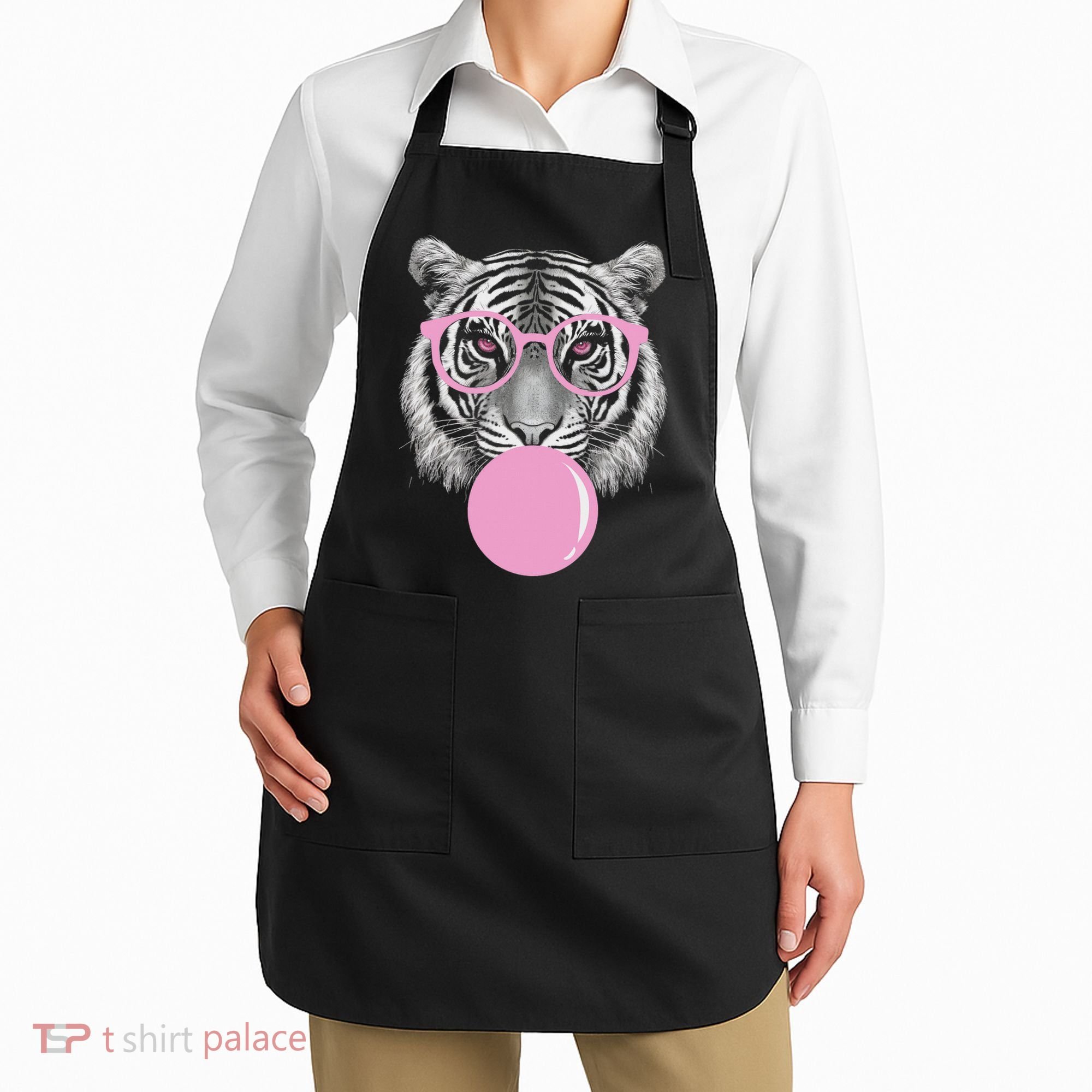 Funny Tiger Wearing Glasses And Blowing Apron