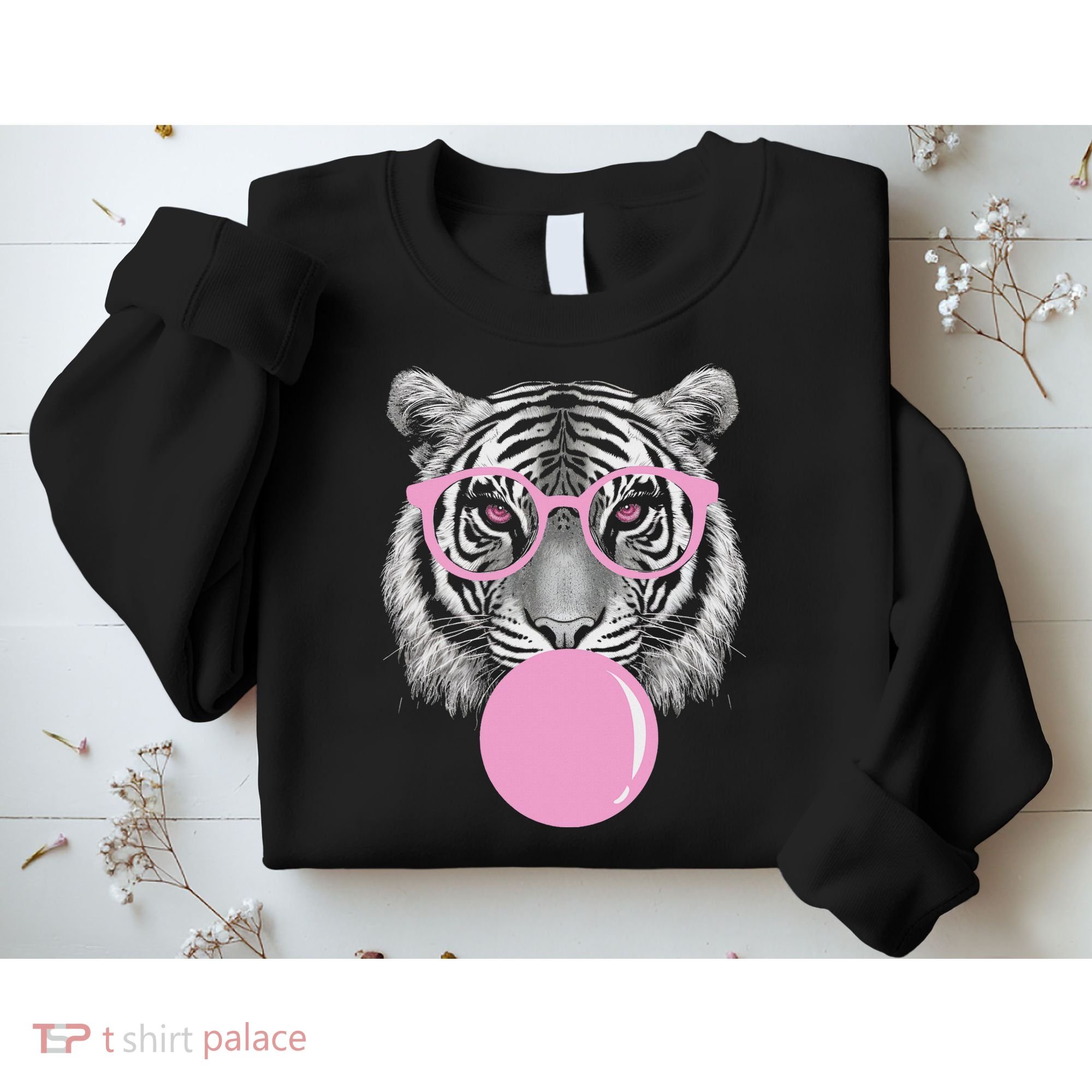 Funny Tiger Wearing Glasses And Blowing Sweatshirt