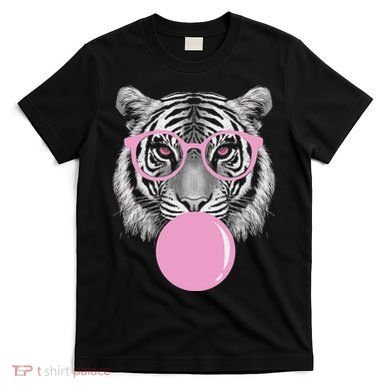 Funny Tiger Wearing Glasses And Blowing T-Shirt
