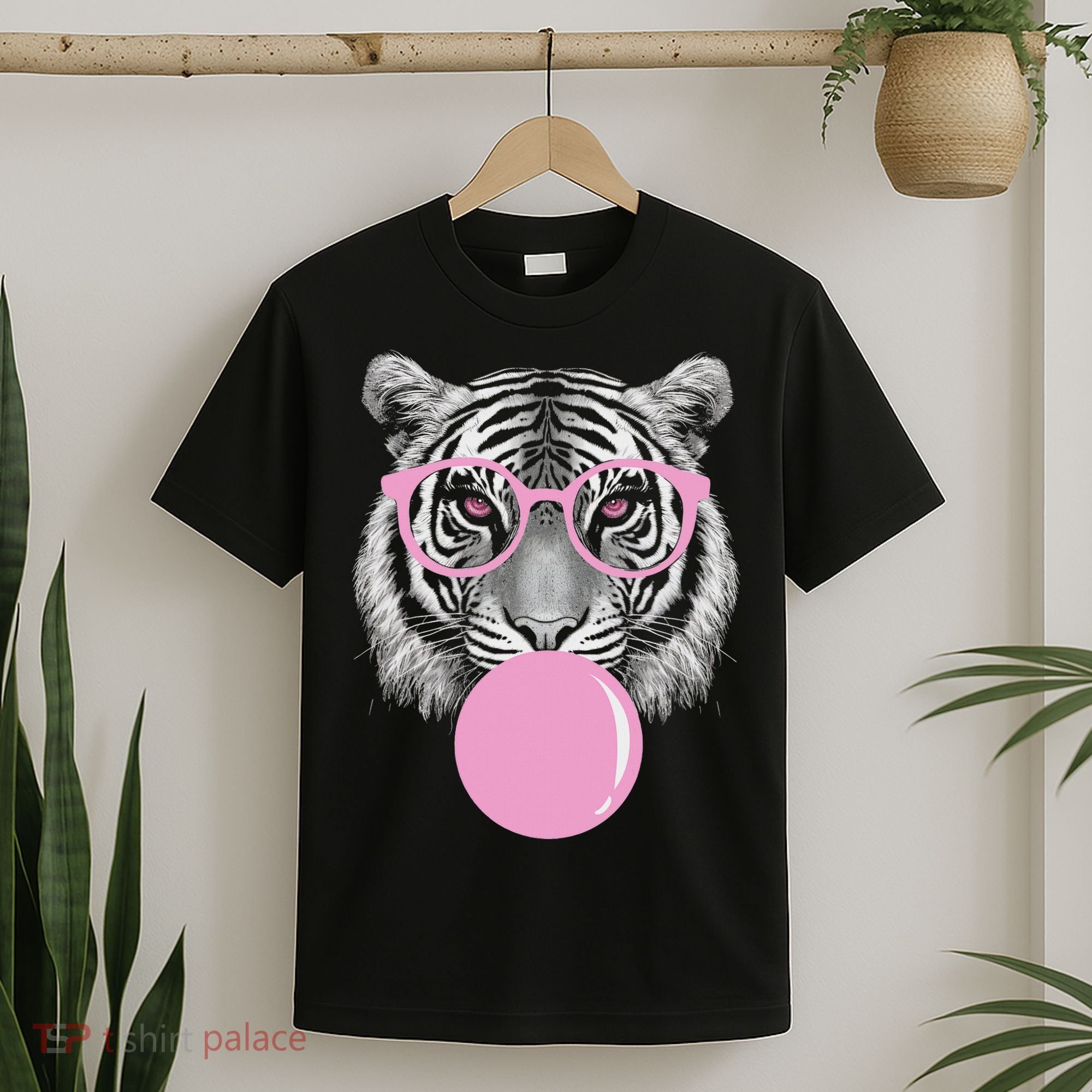 Funny Tiger Wearing Glasses And Blowing T-Shirt