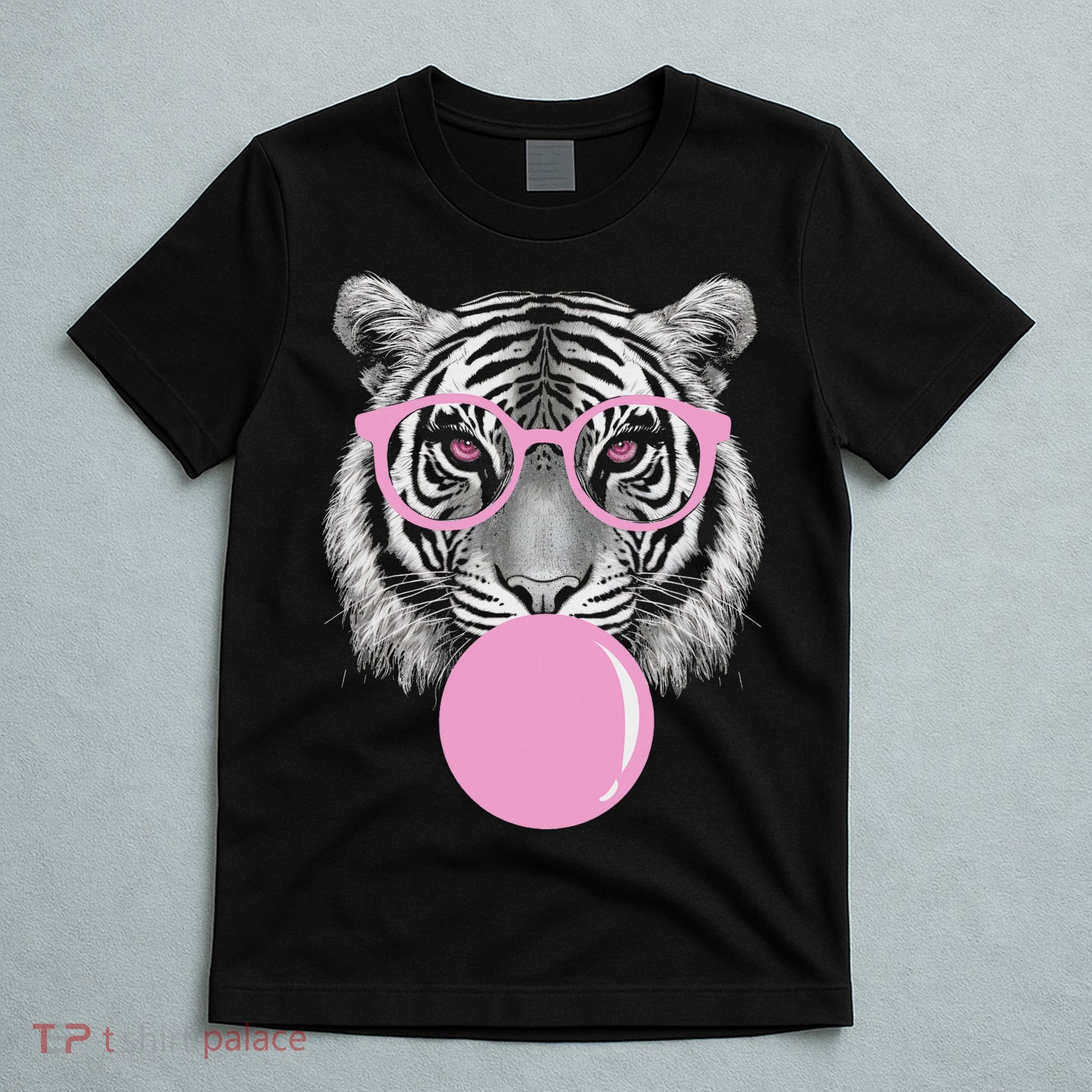 Funny Tiger Wearing Glasses And Blowing T-Shirt
