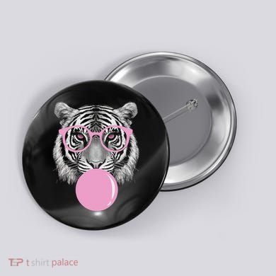Funny Tiger Wearing Glasses And Blowing Button