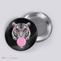 Funny Tiger Wearing Glasses And Blowing Button thumb 0