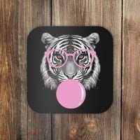 Funny Tiger Wearing Glasses And Blowing Coaster thumb 0
