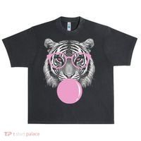 Funny Tiger Wearing Glasses And Blowing Urban Oversized Heavyweight T-Shirt thumb 0