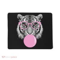 Funny Tiger Wearing Glasses And Blowing Mousepad thumb 0