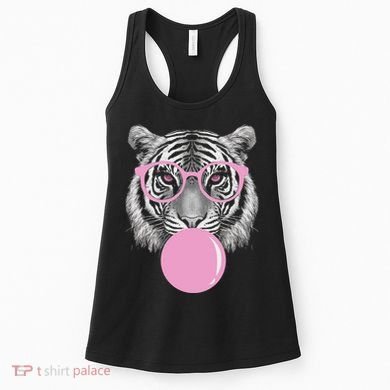 Funny Tiger Wearing Glasses And Blowing Women's Tank Top