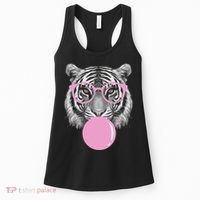 Funny Tiger Wearing Glasses And Blowing Women's Tank Top thumb 0