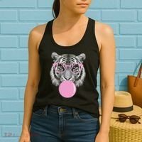 Funny Tiger Wearing Glasses And Blowing Women's Tank Top thumb 2