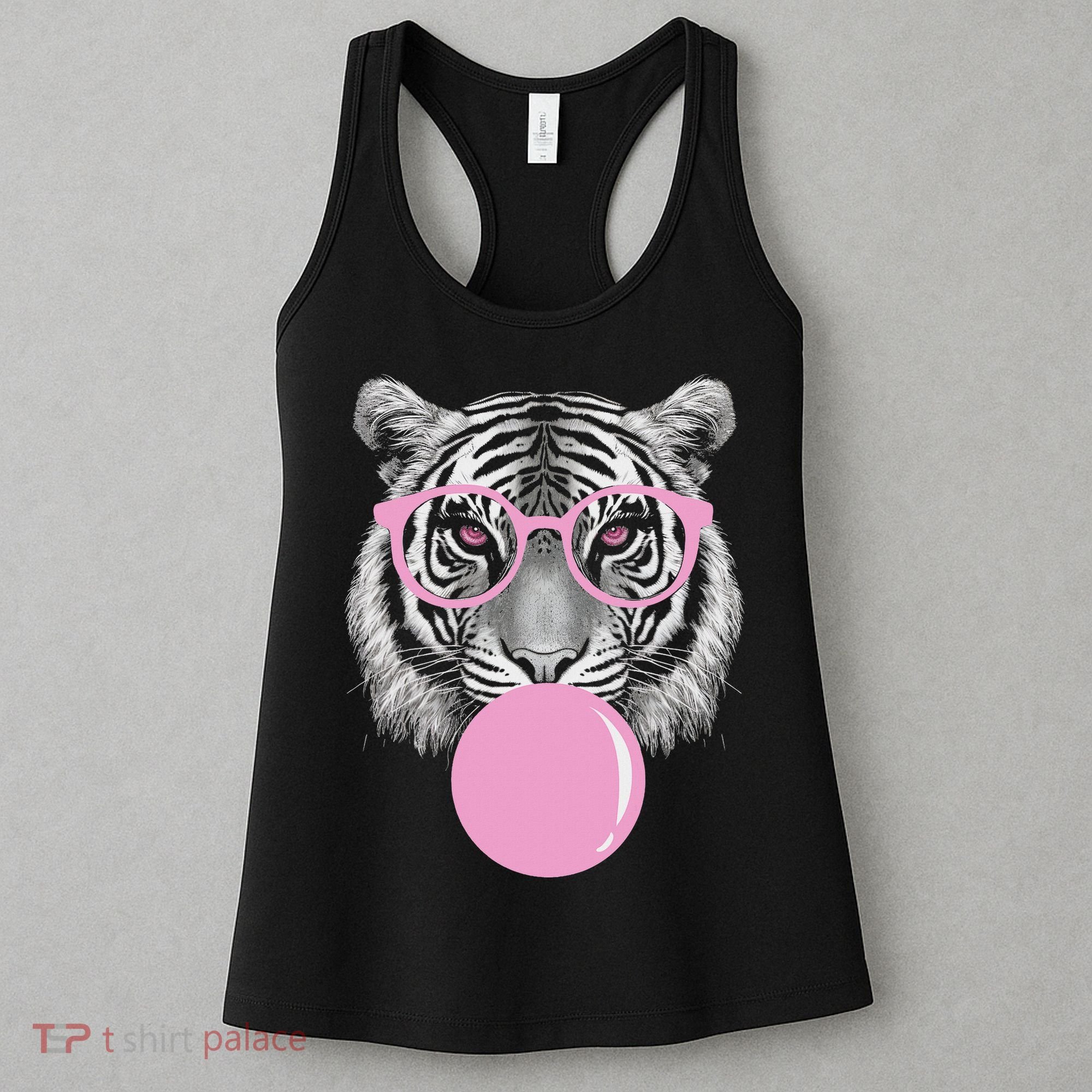 Funny Tiger Wearing Glasses And Blowing Women's Tank Top