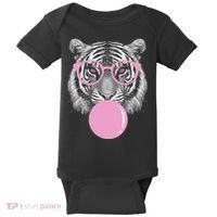Funny Tiger Wearing Glasses And Blowing Baby Bodysuit thumb 0