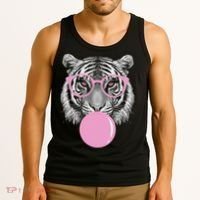 Funny Tiger Wearing Glasses And Blowing Tank Top thumb 3