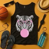 Funny Tiger Wearing Glasses And Blowing Tank Top thumb 4