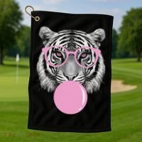 Funny Tiger Wearing Glasses And Blowing Golf Towel thumb 1
