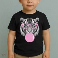 Funny Tiger Wearing Glasses And Blowing Toddler T-Shirt thumb 2