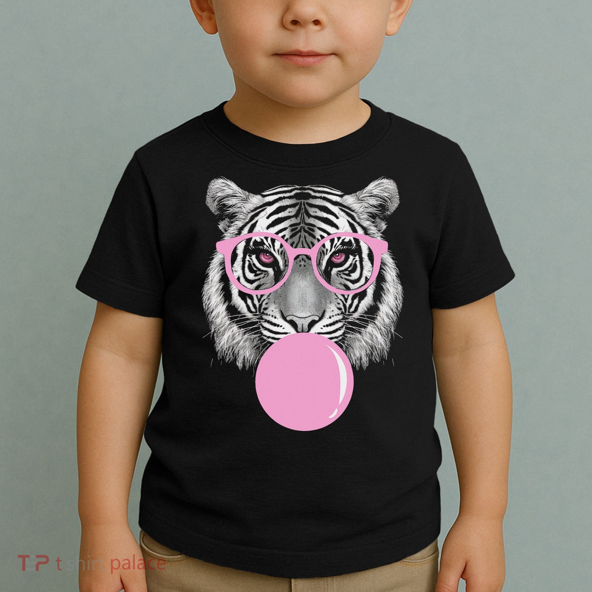Funny Tiger Wearing Glasses And Blowing Toddler T-Shirt