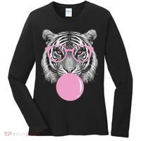 Funny Tiger Wearing Glasses And Blowing Women's Long Sleeve Shirt thumb 0