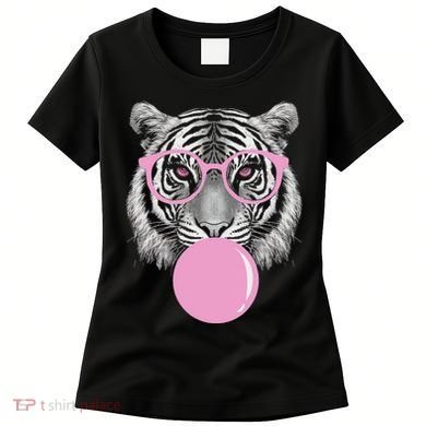 Funny Tiger Wearing Glasses And Blowing Women's T-Shirt
