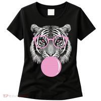 Funny Tiger Wearing Glasses And Blowing Women's T-Shirt thumb 0