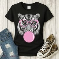 Funny Tiger Wearing Glasses And Blowing Women's T-Shirt thumb 3