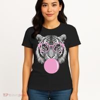 Funny Tiger Wearing Glasses And Blowing Women's T-Shirt thumb 4