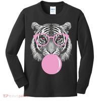 Funny Tiger Wearing Glasses And Blowing Kids Long Sleeve Shirt thumb 0