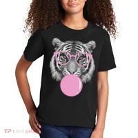 Funny Tiger Wearing Glasses And Blowing Kids T-Shirt thumb 2
