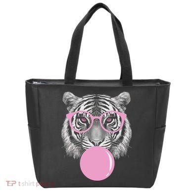 Funny Tiger Wearing Glasses And Blowing Tote Bag