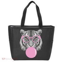 Funny Tiger Wearing Glasses And Blowing Tote Bag thumb 0