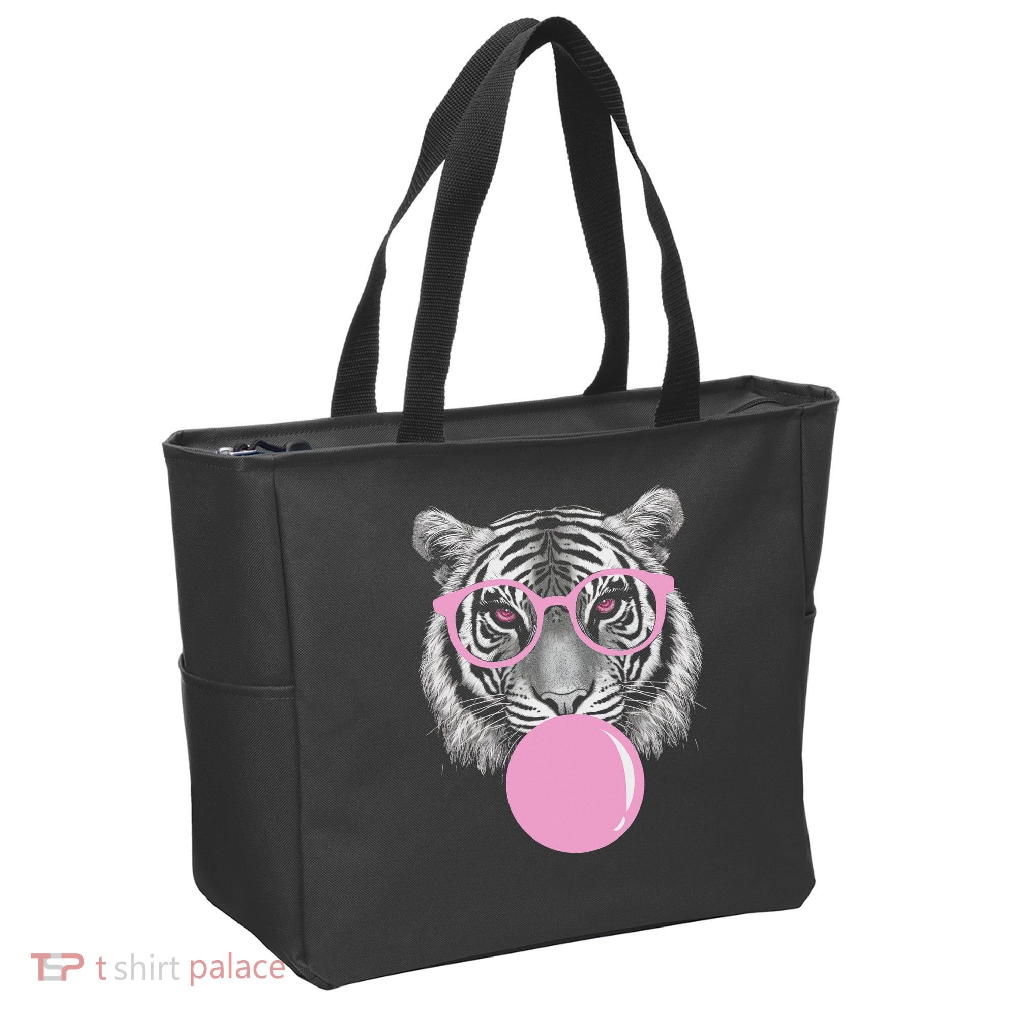 Funny Tiger Wearing Glasses And Blowing Tote Bag
