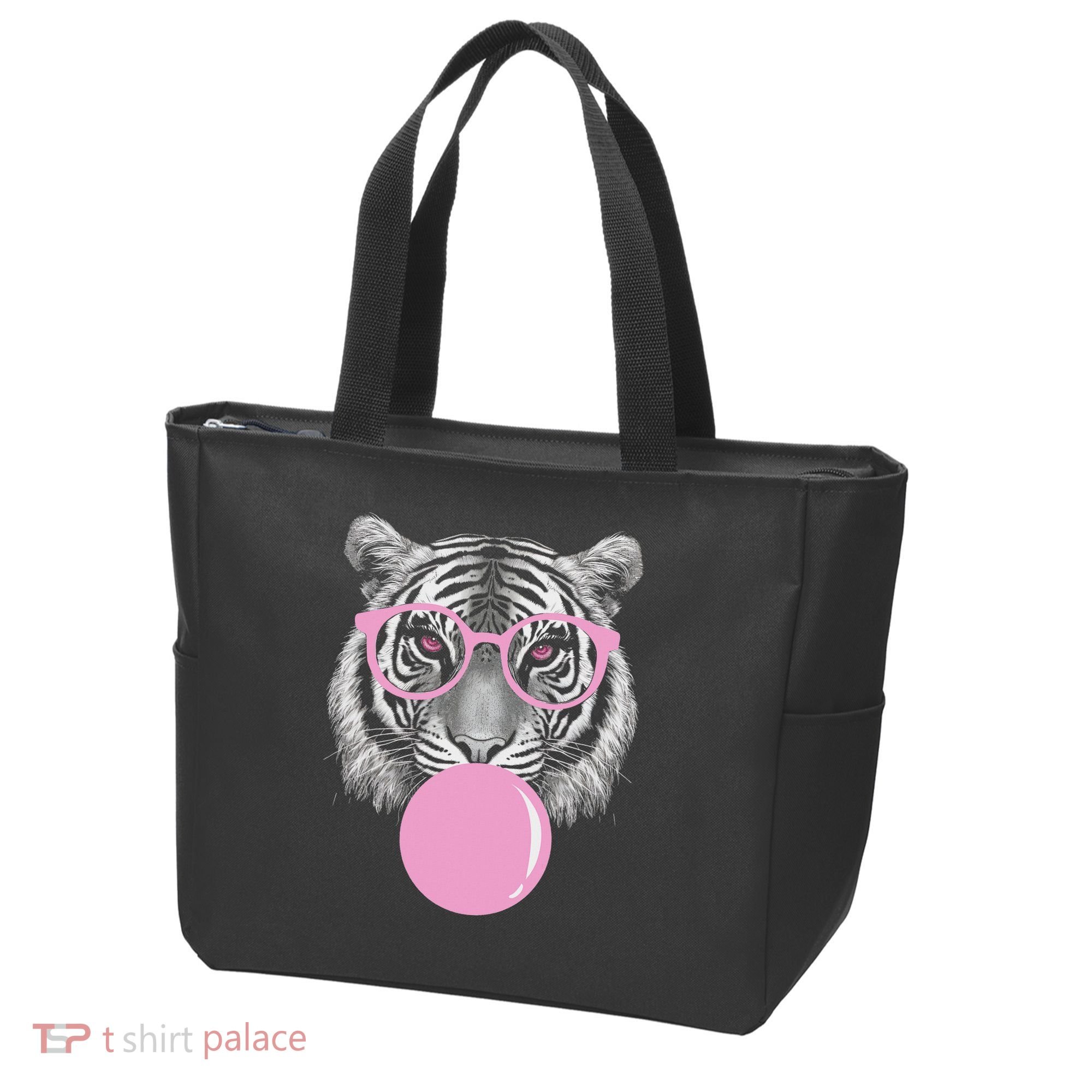 Funny Tiger Wearing Glasses And Blowing Tote Bag