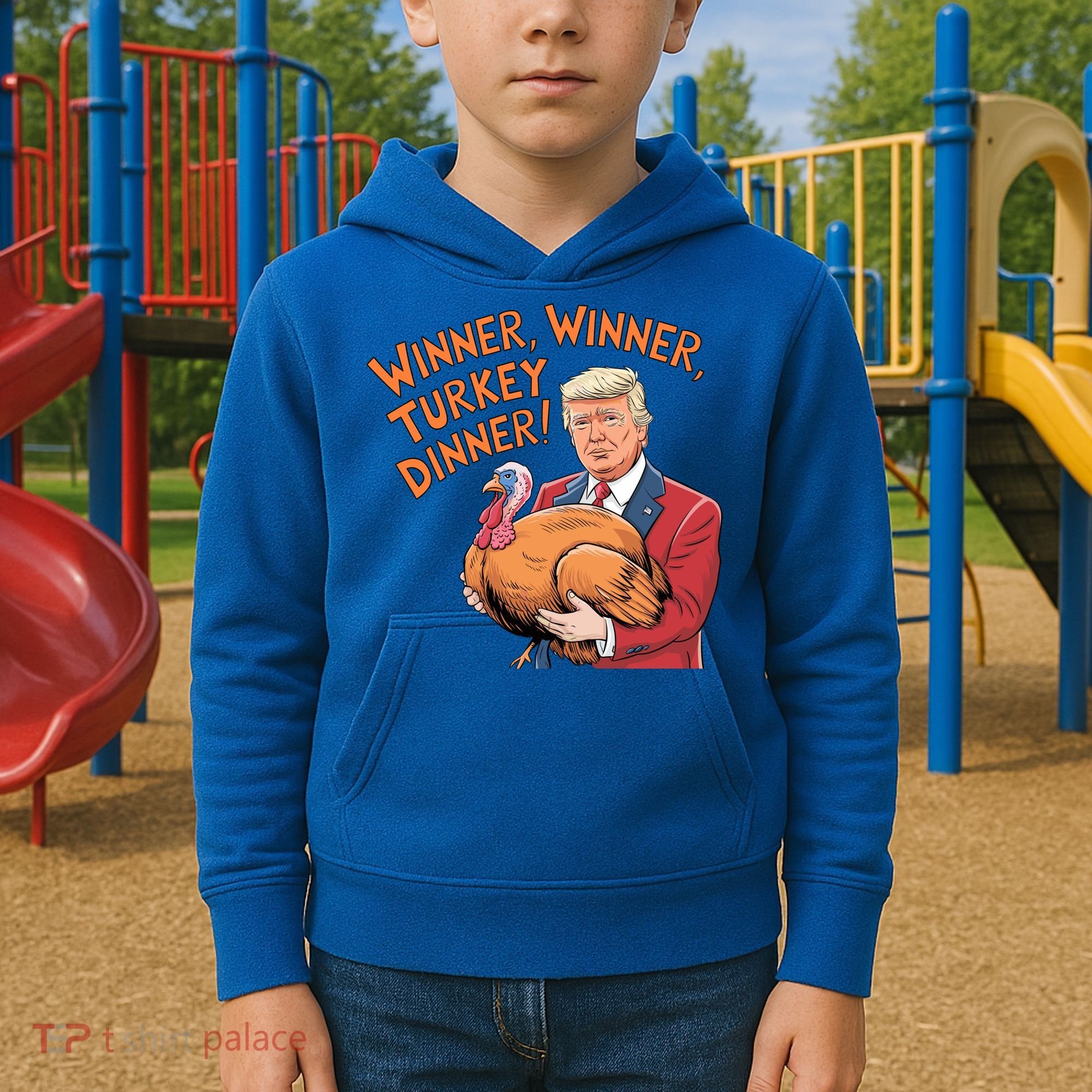 Funny Trump Winner Winner Turkey Dinner Thanksgiving Cute Gift Kids Hoodie