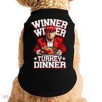 Funny Trump Winner Winner Turkey Dinner Thanksgiving Apparel Doggie Tank thumb 0