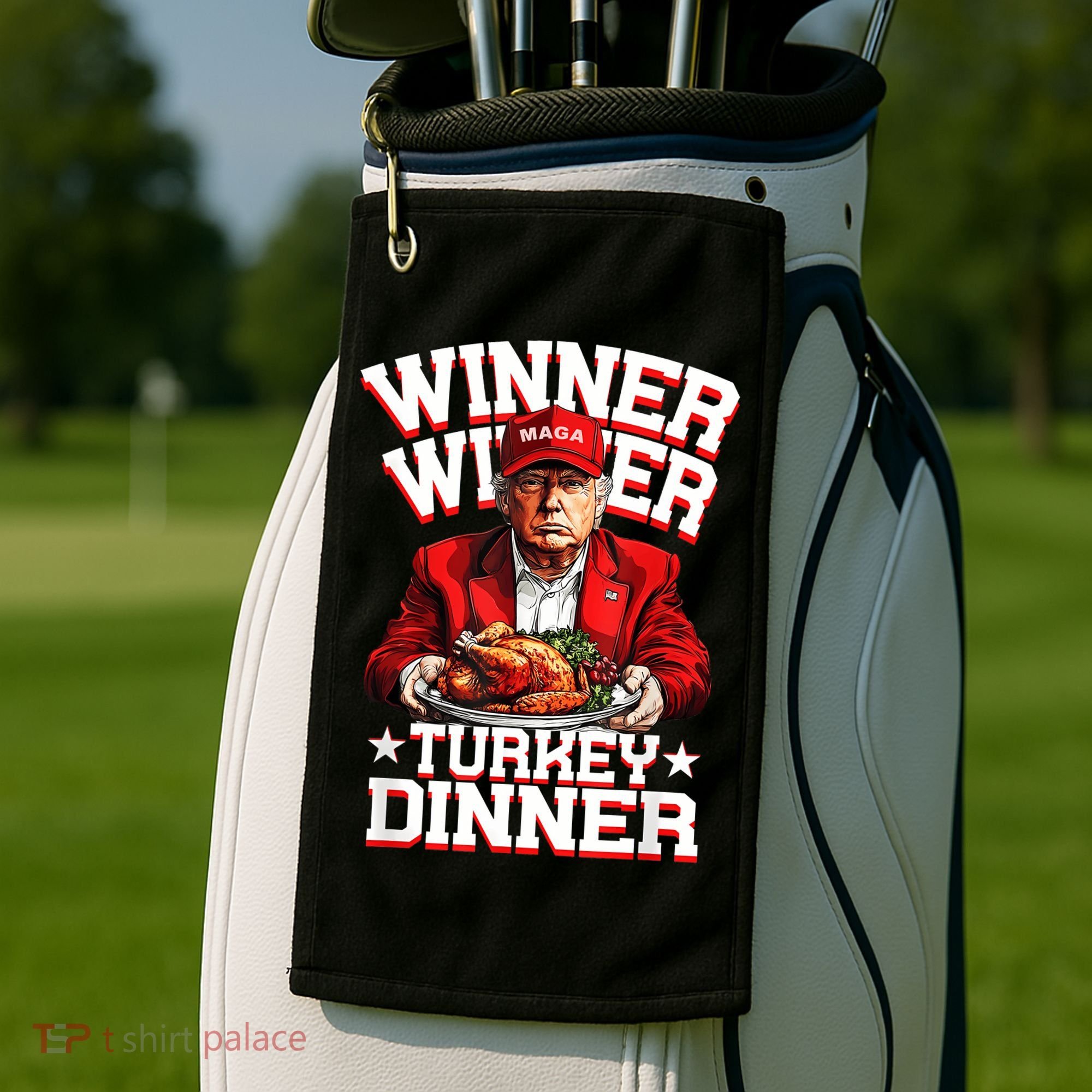 Funny Trump Winner Winner Turkey Dinner Thanksgiving Apparel Golf Towel
