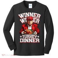 Funny Trump Winner Winner Turkey Dinner Thanksgiving Apparel Kids Long Sleeve Shirt thumb 0