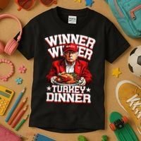 Funny Trump Winner Winner Turkey Dinner Thanksgiving Apparel Kids T-Shirt thumb 3