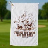 Follow The Word Not The Herd Golf Towel thumb 1